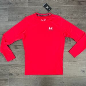 Under Armour UA HeatGear Compression Shirt Long Sleeve Red Men XLarge NEW